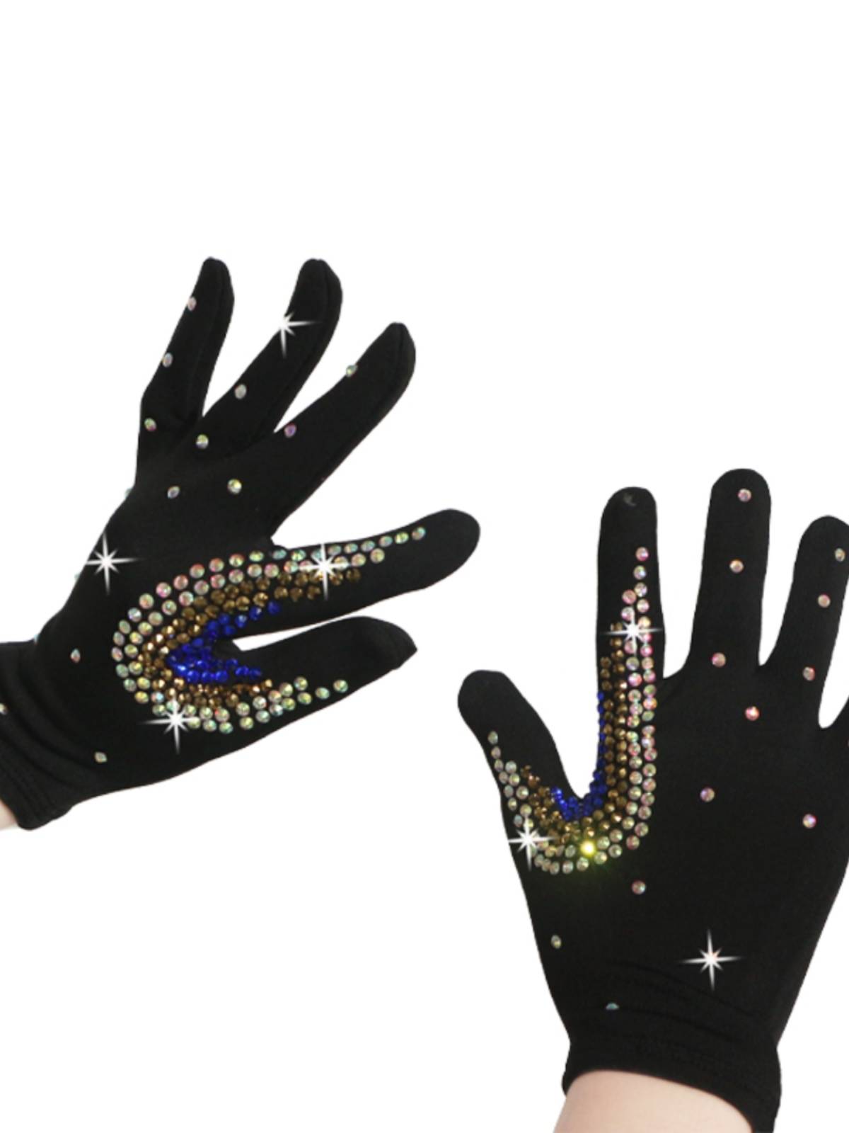 Falter skating glove children training men and women to keep warm and hot drill performance skating adult thickened flower slide gloves A10