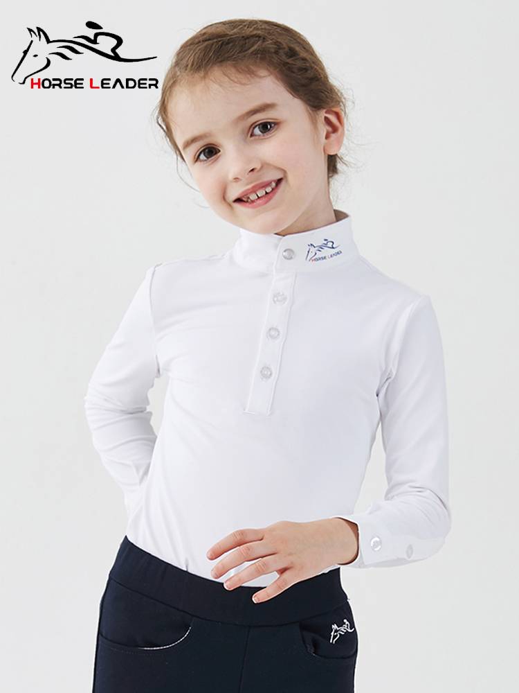 HorseLeader Spring and Summer Four Seasons Child Equestrian Equipment Long -sleeved T -shirt Speed Equestrian Competition Finding Cavaliers