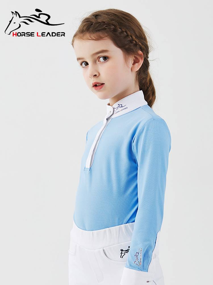 HorseLeader Spring and Summer Four Seasons Child Equestrian Equipment Long -sleeved T -shirt Speed Equestrian Competition Finding Cavaliers