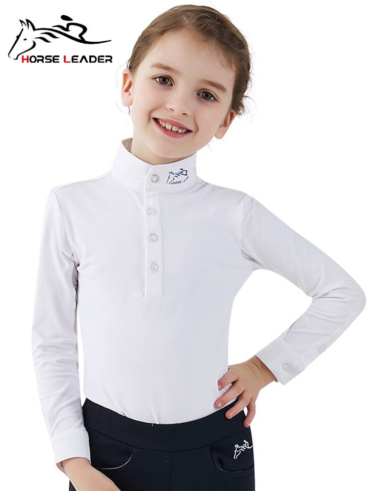 HorseLeader Spring and Summer Four Seasons Child Equestrian Equipment Long -sleeved T -shirt Speed Equestrian Competition Finding Cavaliers
