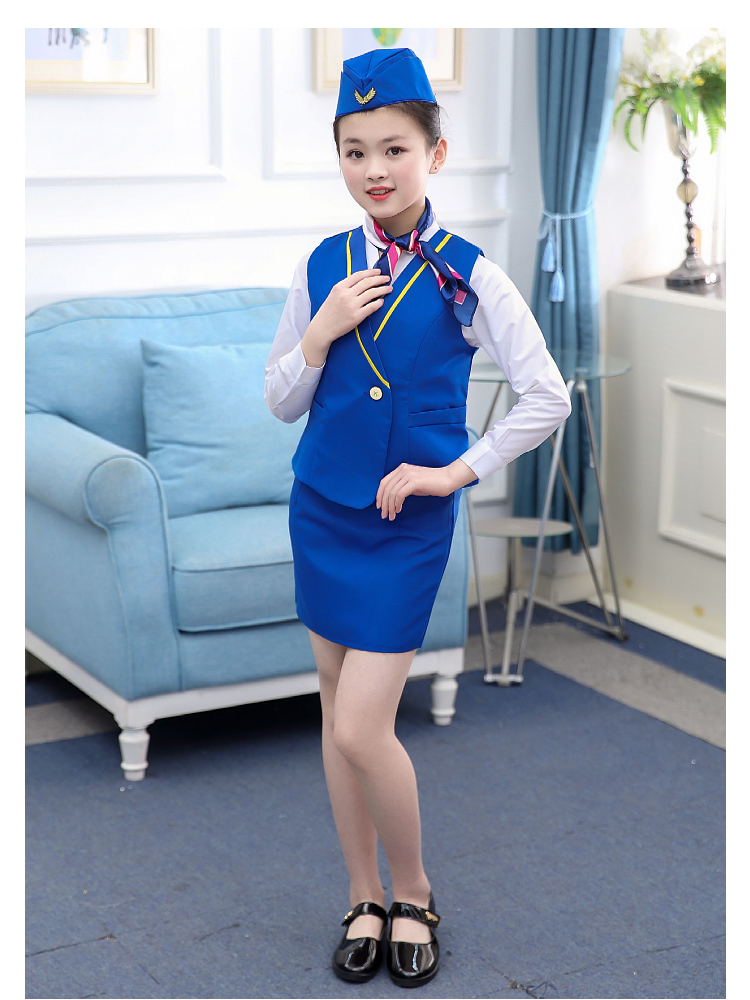 Children's Air Sister Army Aviation China Captain Uniform Men and Girls Pilot Pilot Performing Clothing Set
