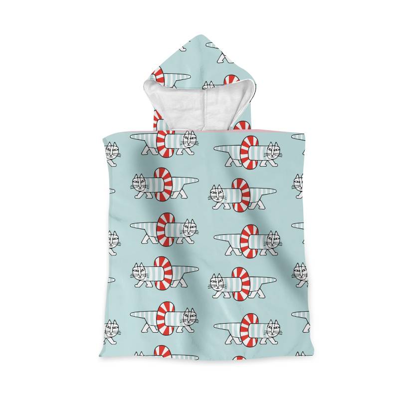 Lisa Larson Striped Cat Children with Hat Bathwater Bath Towel Cloak Male and Girls Bathing Swimming Protective Speed