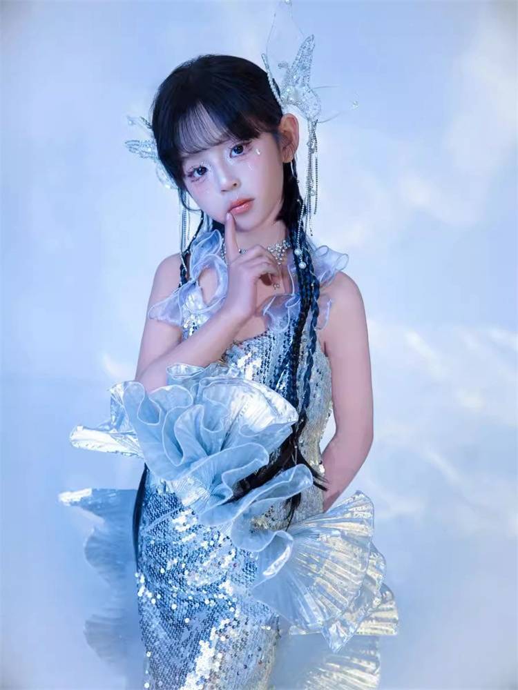 Children's Mermaid Fantasy Technology Sensory Locomotive Trending Girls' Plurium Show Dress Liuyi Ocean theme