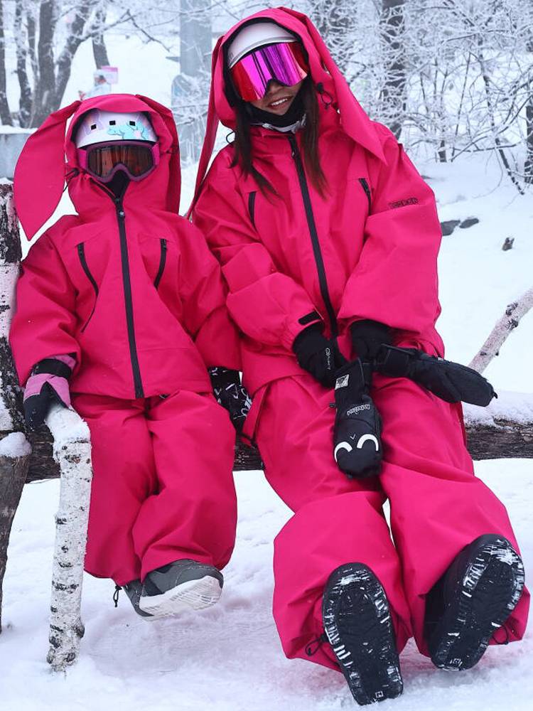 Doorek Children's 3L Skiwear Set Rabbit Ear Cute Winter warm Winter Waterproof Men and Women Outdoor Outdoor