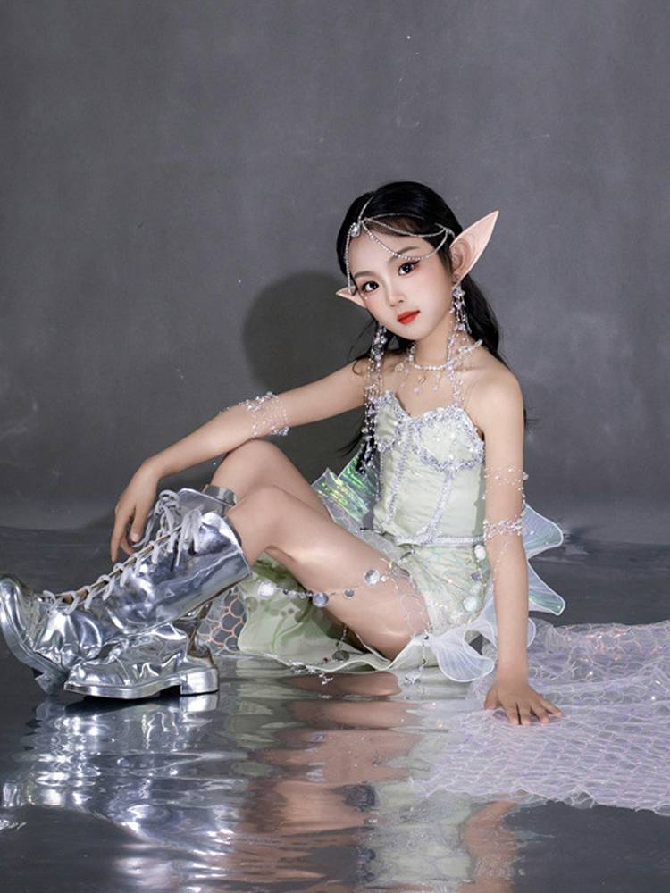 Mermaid Ji Sequin Fish Tail Skirt Girls Cos Cos Tatarin Costume Marine Walking Draft Mermaid Watch Dress