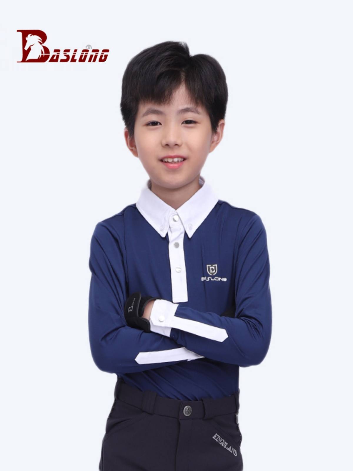 Children's equestrian long -sleeved POLO shirt ride T -shirt long -sleeved long -sleeved long -sleeved sunscreen fast drying boys and children