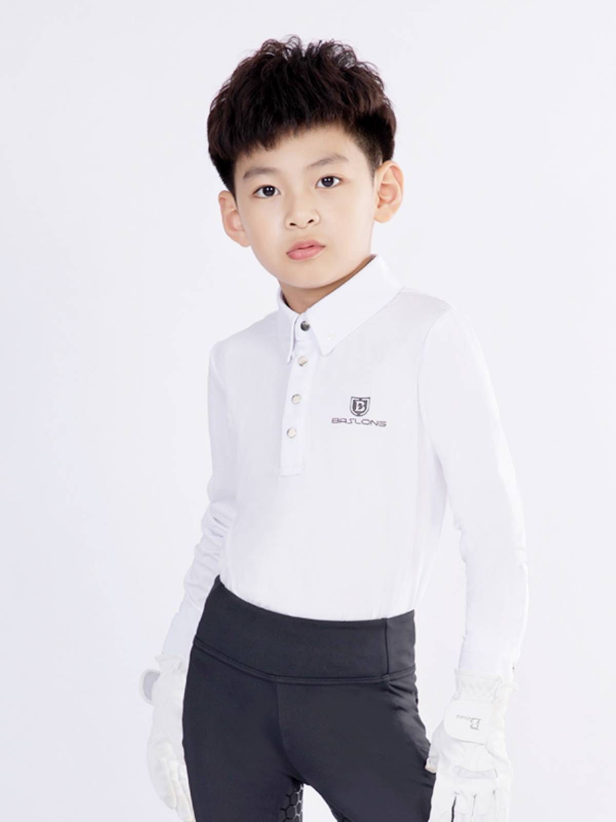 Children's equestrian long -sleeved POLO shirt ride T -shirt long -sleeved long -sleeved long -sleeved sunscreen fast drying boys and children