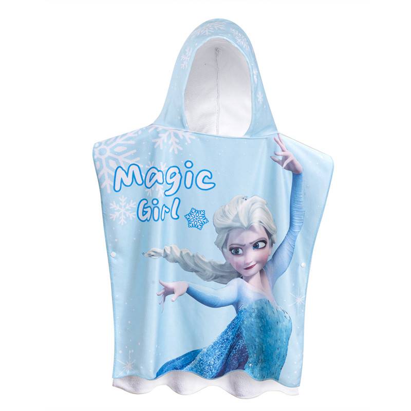 Children's bath towel cotton swimming fast dry water absorption bathrobe towels baby cloak girls sand towel portable blue princess