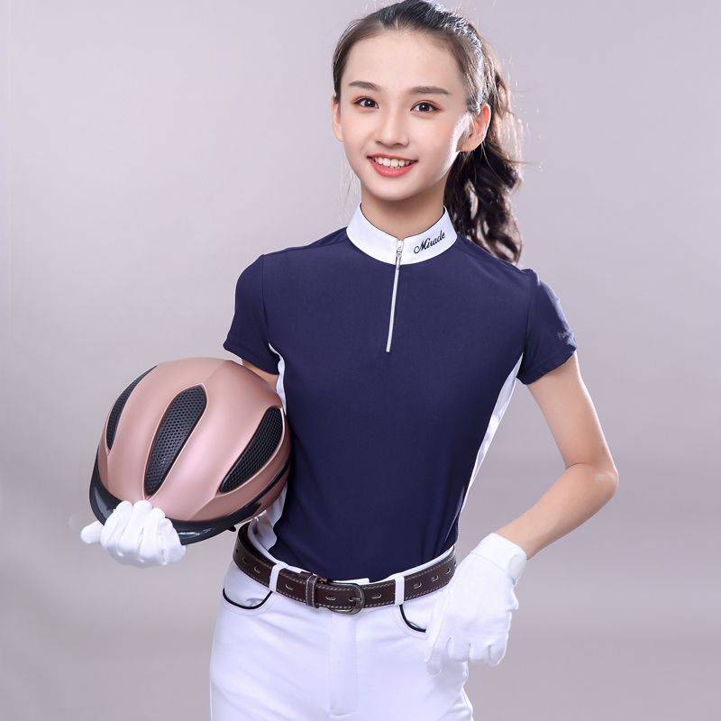 Children's Equestrian T -shirt Summer Equestrian Competition Children's Riding T -shirt Short -sleeved Shirt POLO shirt