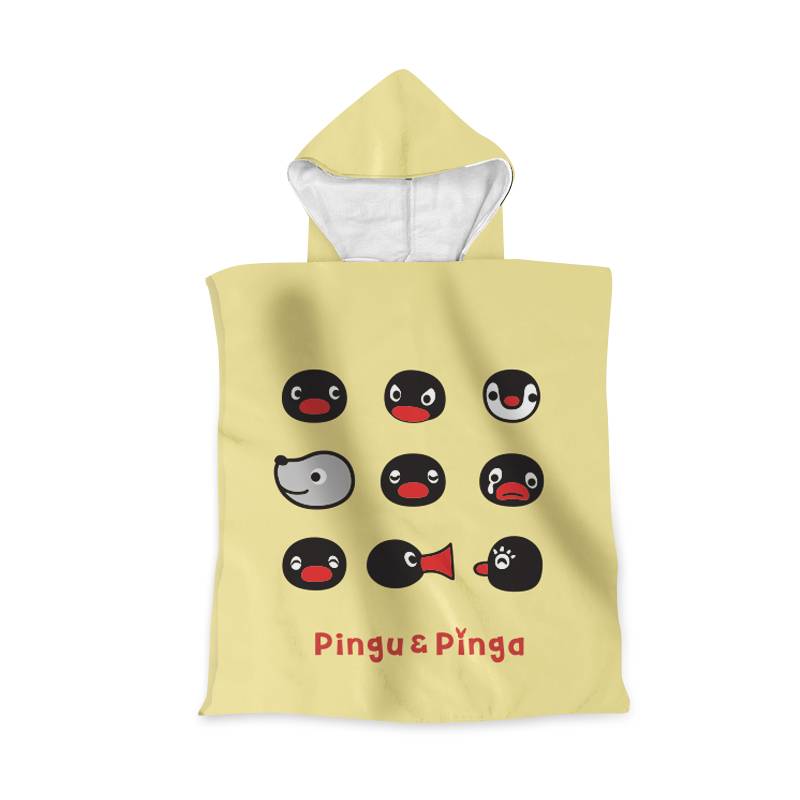 Swedish Pingu Penguin Family Children's Hooded Bathwater Bath Towel Cloak Male Girl Bathing Swimming Catter Water Water Water Water absorption