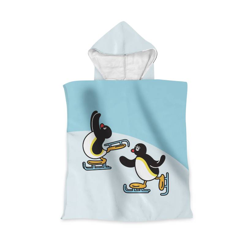 Swedish Pingu Penguin Family Children's Hooded Bathwater Bath Towel Cloak Male Girl Bathing Swimming Catter Water Water Water Water absorption