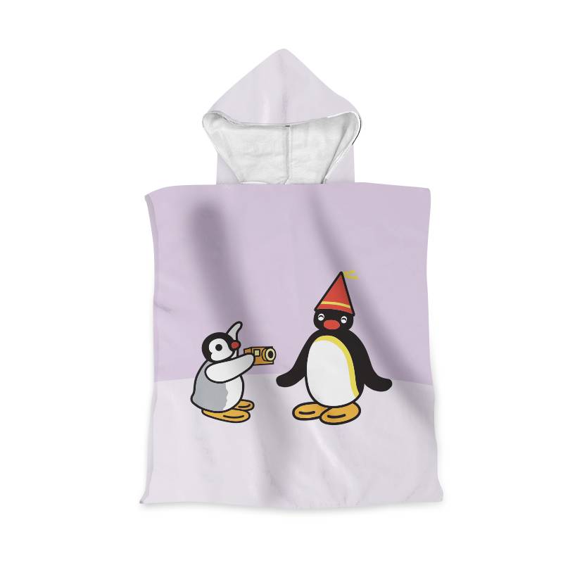 Swedish Pingu Penguin Family Children's Hooded Bathwater Bath Towel Cloak Male Girl Bathing Swimming Catter Water Water Water Water absorption