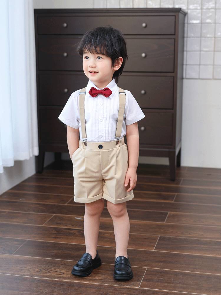 Boys Belt Pants Set Summer Summer Small and Small Children's Kindergarten suit Performance Performance Host Dress Short Gets
