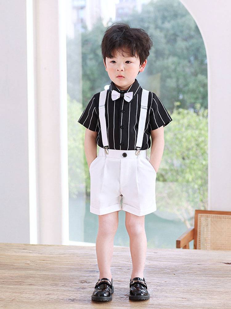 Boys Belt Pants Set Summer Summer Small and Small Children's Kindergarten suit Performance Performance Host Dress Short Gets