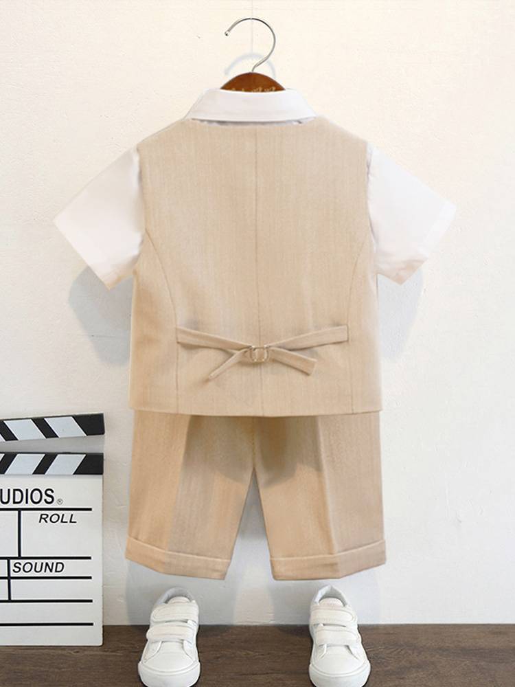 Flower boy boy dress set Summer short -sleeved children's leisure suits host piano performance service lecture suits