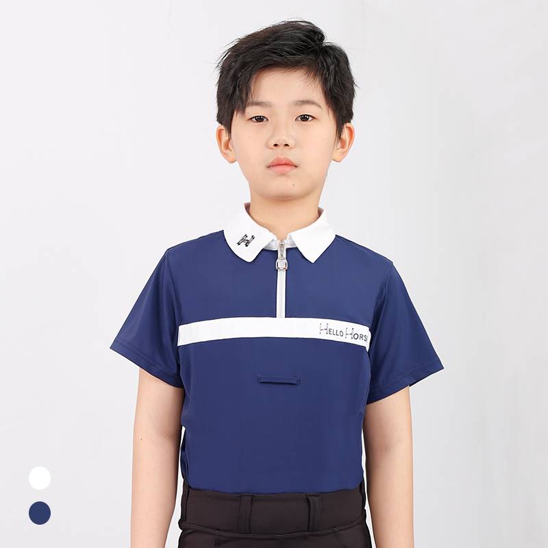 Hello Horse Equestrian competition Short -sleeved T -shirt Male riding equestrian T -shirt Boy Children Children's Cavaliers Costume