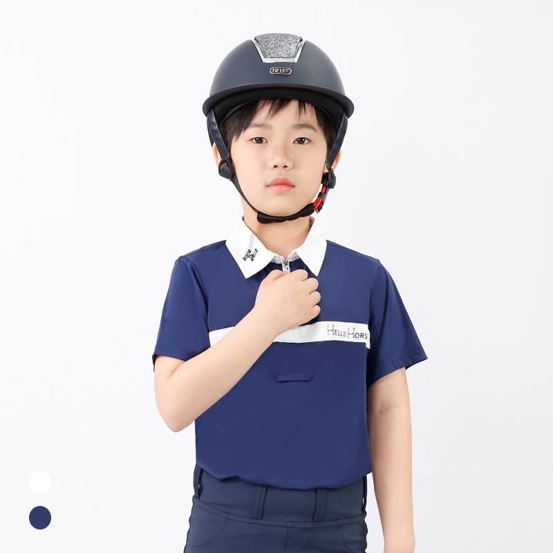 Hello Horse Equestrian competition Short -sleeved T -shirt Male riding equestrian T -shirt Boy Children Children's Cavaliers Costume