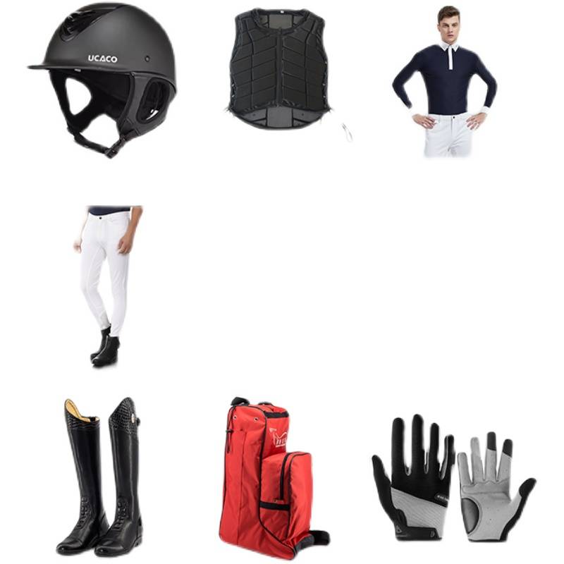 Horsecraft kit with a professional outdoor exercise with a male and female horseback kit and leg-protector beginner's suit