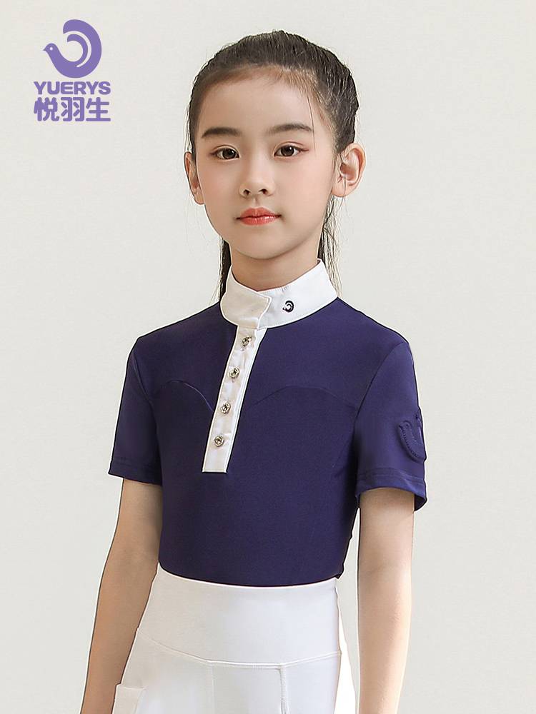 Yueyu Summer Children's Equestrian T -shirt Short -sleeved Top Equestrian Equestnically Equestnically Equestnically Equipment Race Shirt