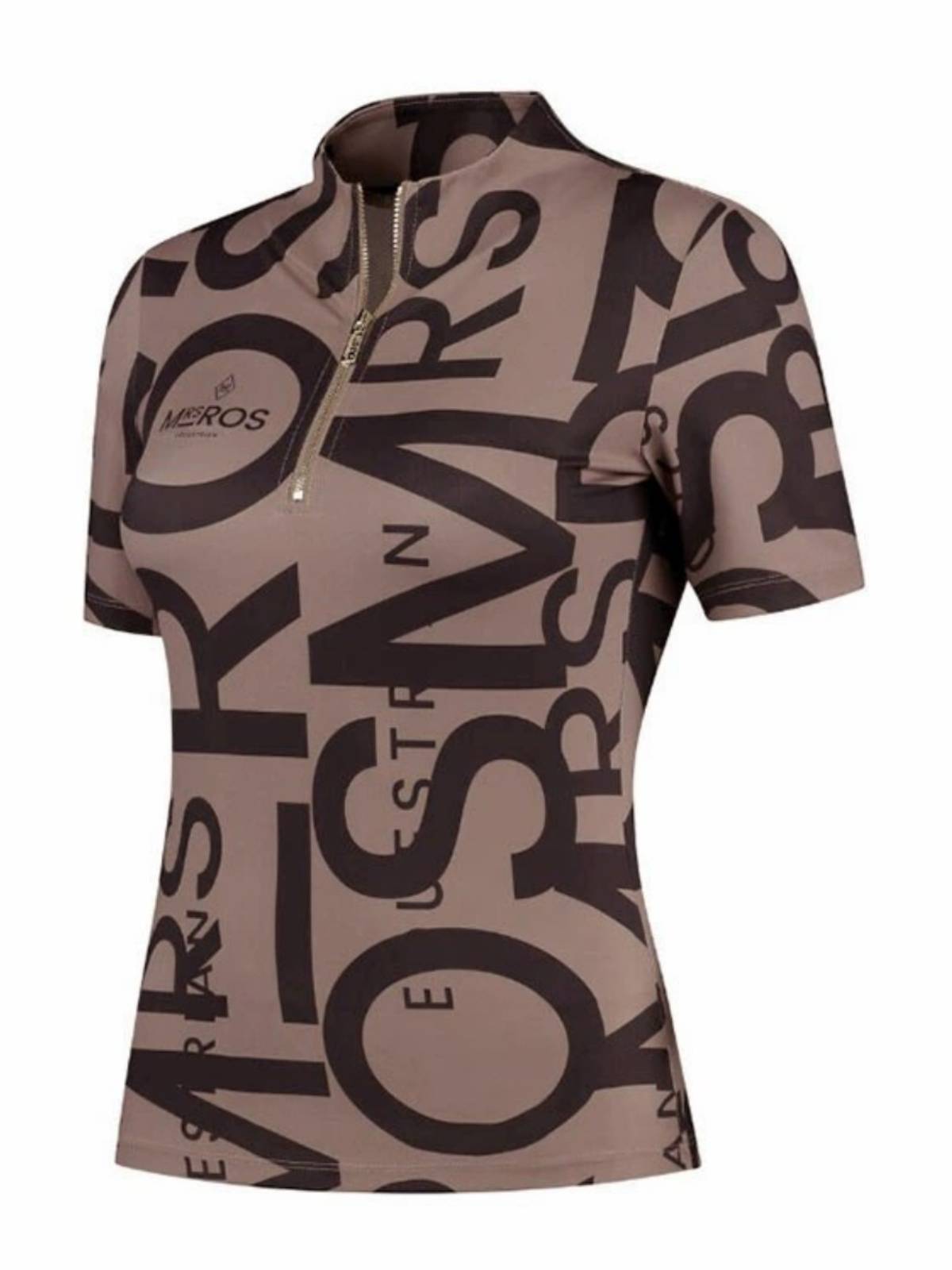 Original Single Women's Equestrian Clothing Horse Riding Short -sleeved T -shirt Standing Half Zipper to repair the top speed