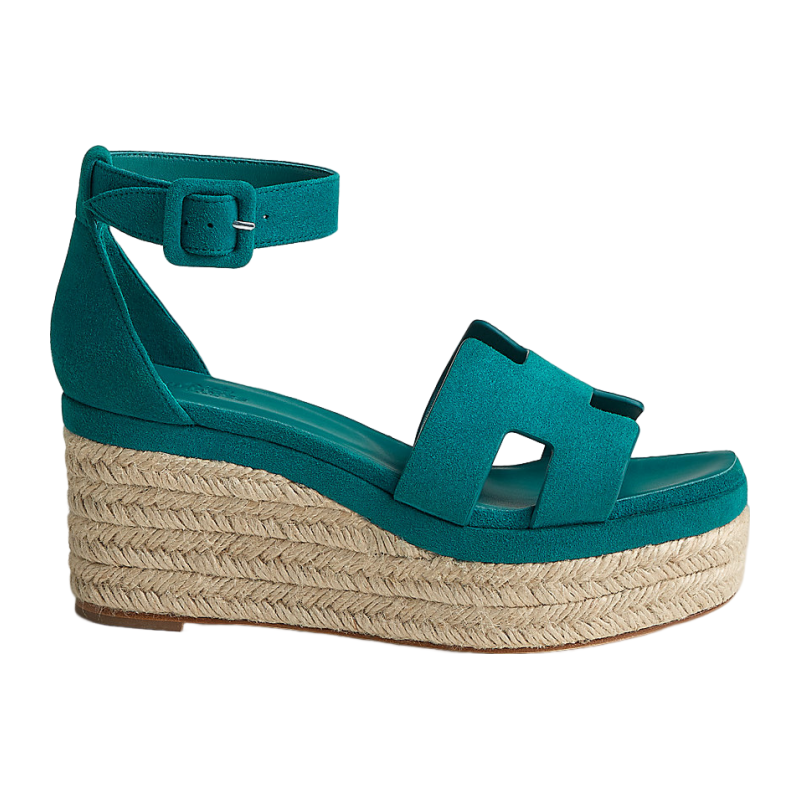 Hermes/Hermes Women's Shoes Classic Blue calfskin H upper rope slope -like sandals