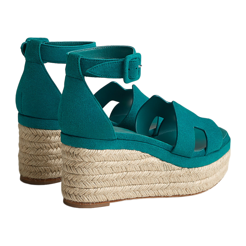 Hermes/Hermes Women's Shoes Classic Blue calfskin H upper rope slope -like sandals