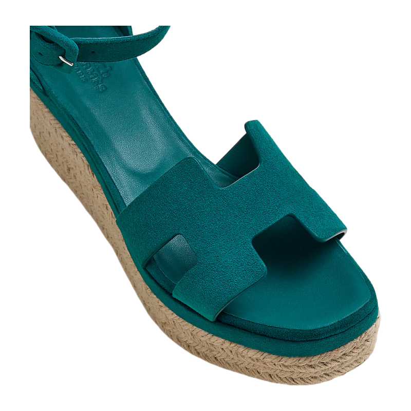 Hermes/Hermes Women's Shoes Classic Blue calfskin H upper rope slope -like sandals