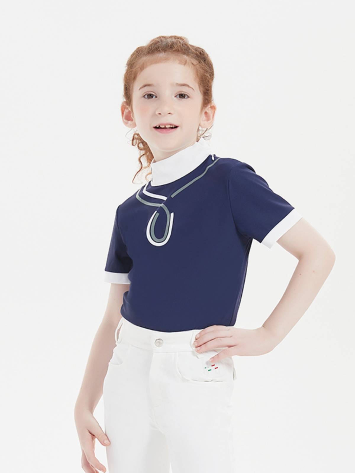 Hello Horse Children's Equestrian T -shirt Competition Short -sleeved Girl Sports Elastic Permanent Knight Costume 4 Color