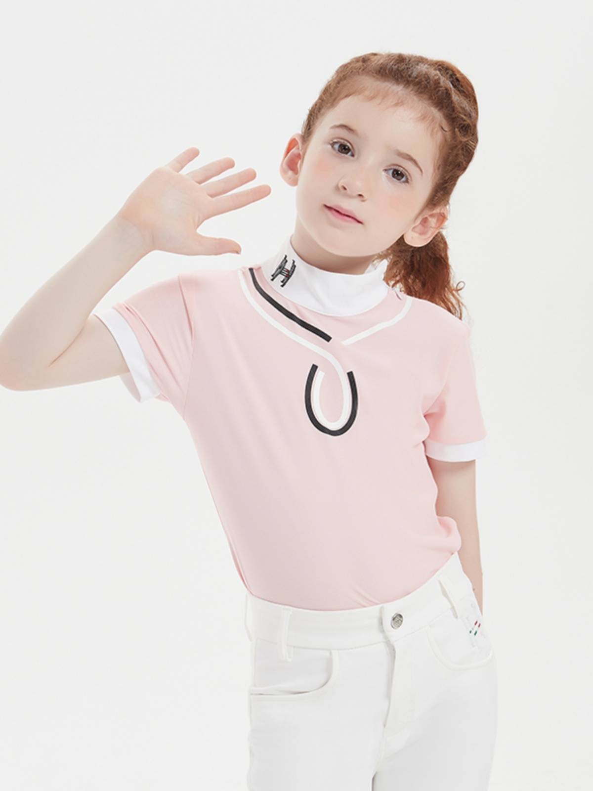 Hello Horse Children's Equestrian T -shirt Competition Short -sleeved Girl Sports Elastic Permanent Knight Costume 4 Color