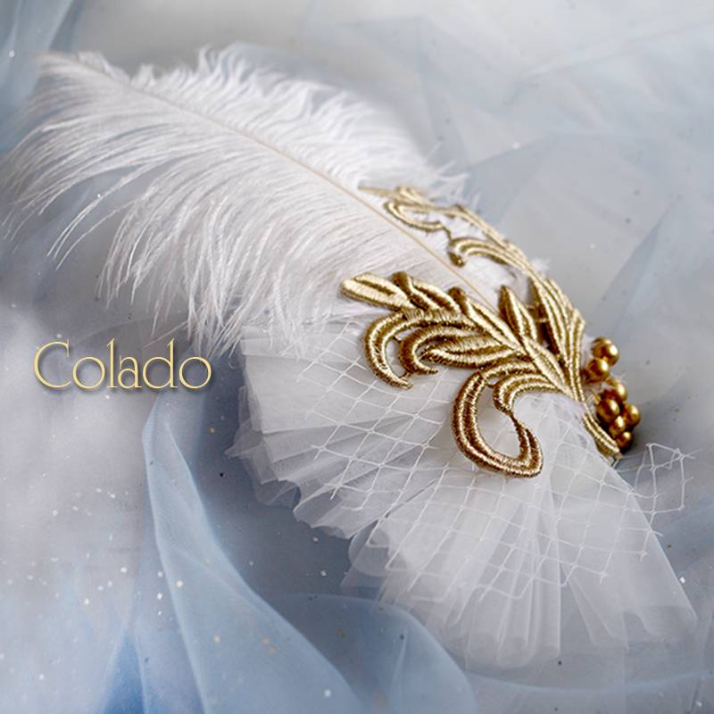 Colado Duck Nuo Children's Wedding Hat Little Girl Little Girl Walking Show Performance Exaggerated High -end Piano Feather Hair