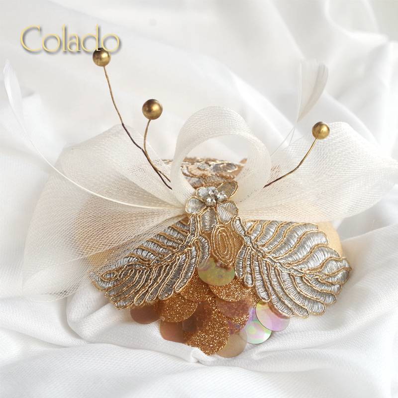 Colado Duck Nuo Children's Wedding Hat Little Girl Little Girl Walking Show Performance Exaggerated High -end Piano Feather Hair
