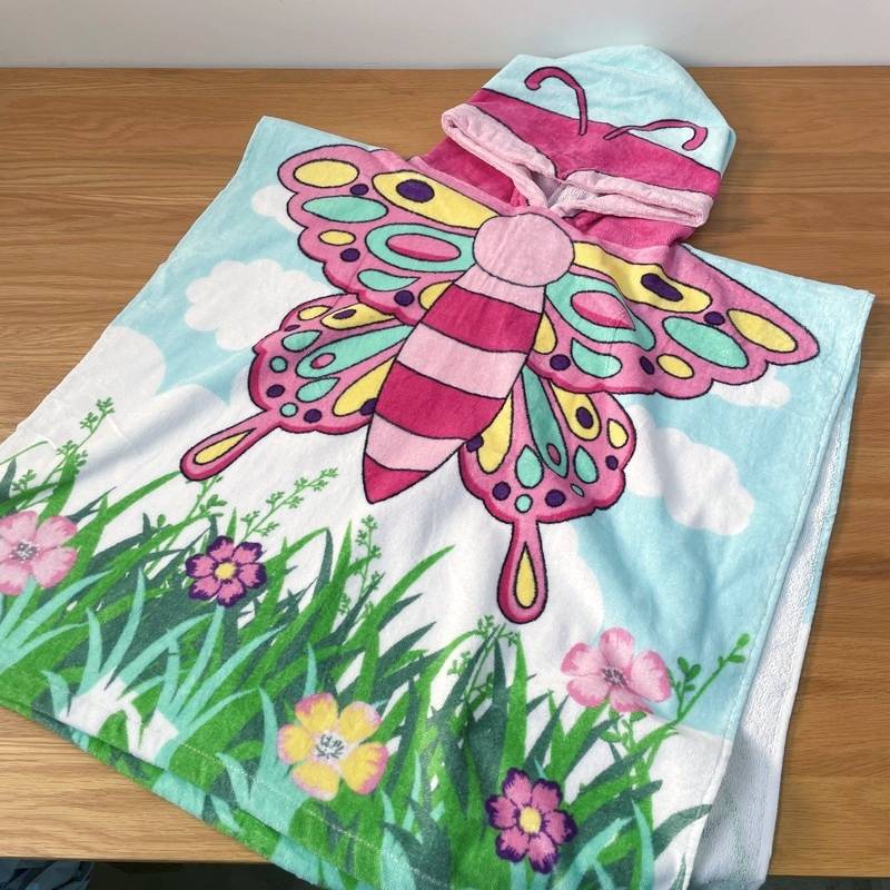 Bring a hat bath pure cotton water absorption bath towel children's bathrobe Boy girl bath skirt household double -decker cloak