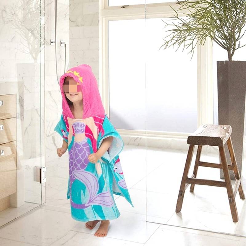 Bring a hat bath pure cotton water absorption bath towel children's bathrobe Boy girl bath skirt household double -decker cloak