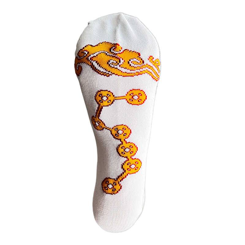 Life socks men and women pure cotton white thick life shoes foot stepping seven stars Xiangyun Fulu Shoushou socks white life shoes embroidery