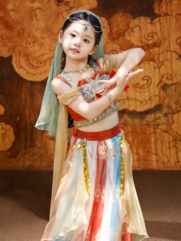 Dunhuang Feitian Hanfu Western Region Princess Girl Girls Exotic Music Drum Children Classical Indian Dance Performance Service