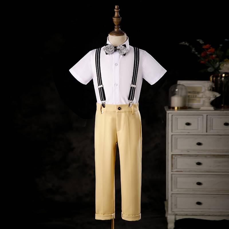 Boys Dress Suit 2024 New Children's British Baby Vest Set Host Piano Performance Service