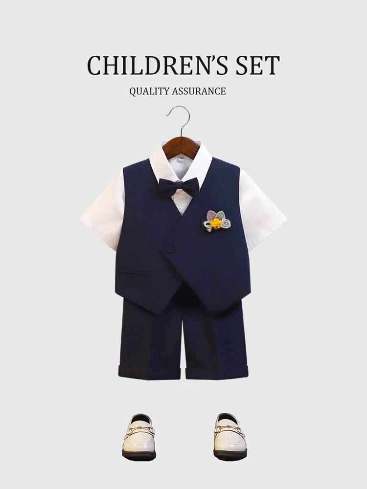 Boys' dress set British wedding flower girl baby baby birthday host catwalk show, children's small suit, children's small suit