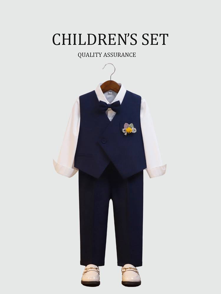 Boys' dress set British wedding flower girl baby baby birthday host catwalk show, children's small suit, children's small suit