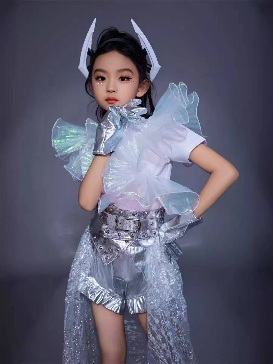 Yuan Universe Future Science and Technology Girls Walking Dragon Tailing Silver White Border Short Skin Set Mechanical Wind Model