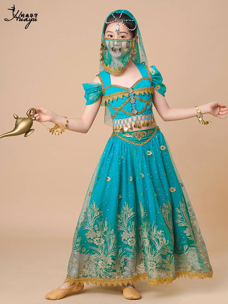Children's India Performing Girls Jasmine Princess Skirt Dunhuang Stage Six One Performance Set Exotic Clothing