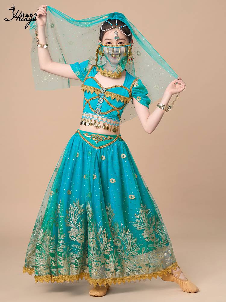 Children's India Performing Girls Jasmine Princess Skirt Dunhuang Stage Six One Performance Set Exotic Clothing
