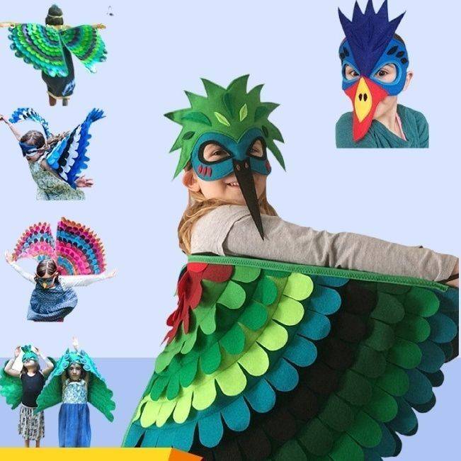 Fever wings Animal Bird Wing Set Cloak Peacock Parrot Halloween Funmelon Children's Performance Prop