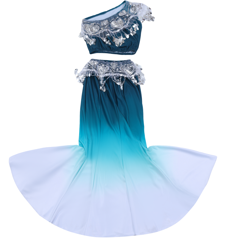 New Dai dance clothing children's slim hip fishtail skirt practice skirt girl peacock dance performance service nation