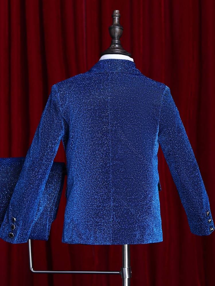 Boys suit suit set British children's little host Hua children Hua girl wedding, big children piano performance service blue