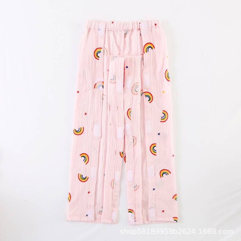 Light pink rainbow girl with long pants of cotton gauze