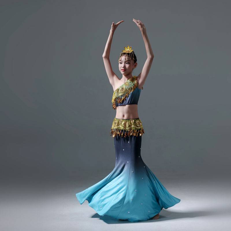 New children's Dai dance performance service girl Dai peacock dance dance bag hip fishtail skirt young children national performance service