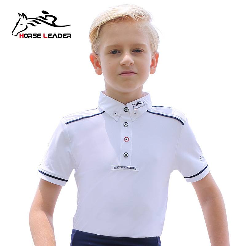 Xia Children's Equestrian Clothing Set Equestrian T -shirt Male Riding Equipment Short -sleeved Knight Clothing Women's Competition Polo shirt