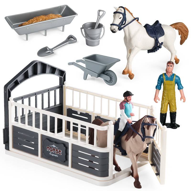 Children's Toy Simulation Animal Model Set Knight Racecourse Crossing Home Farm Farm Car Scene Slash Cognition