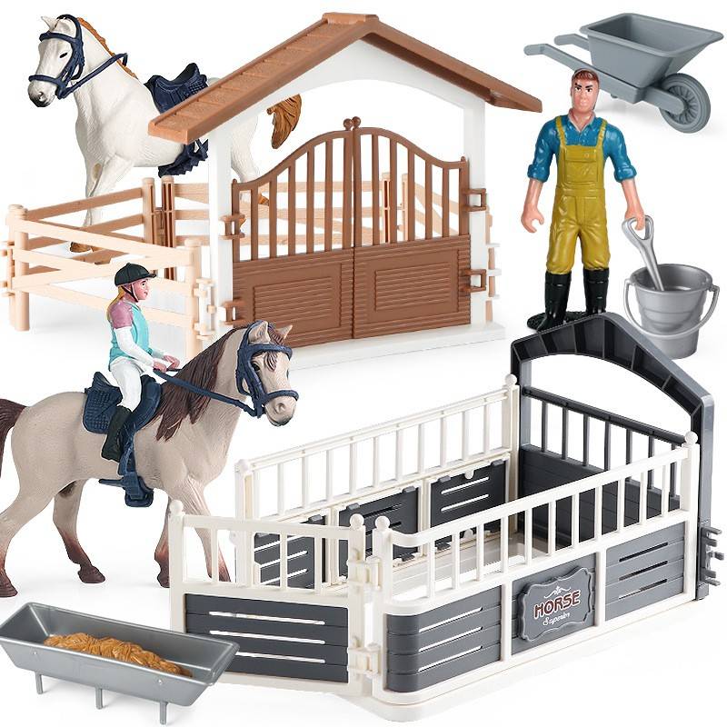Children's Toy Simulation Animal Model Set Knight Racecourse Crossing Home Farm Farm Car Scene Slash Cognition