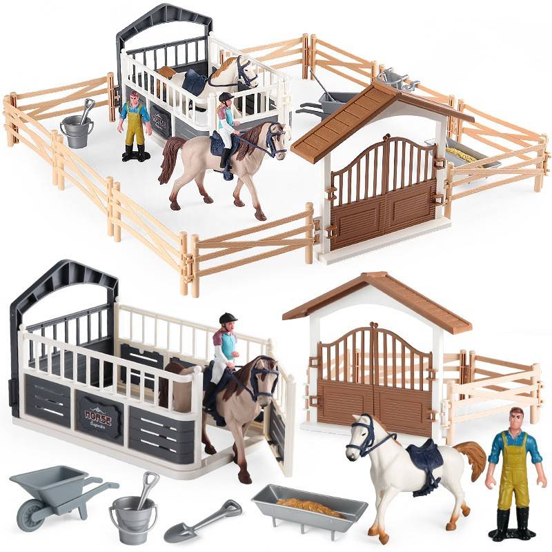 Children's Toy Simulation Animal Model Set Knight Racecourse Crossing Home Farm Farm Car Scene Slash Cognition